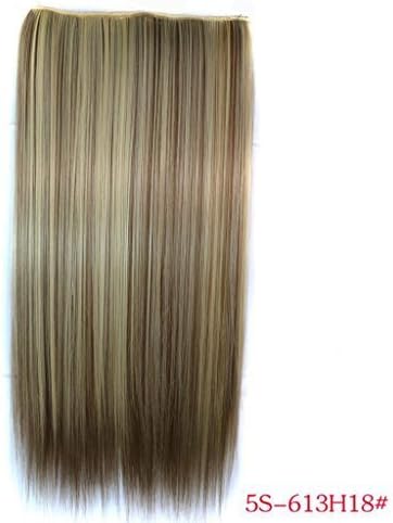 by CHUANGYE RemyHair 20" 100g Nouveau Femmes Mode Straight Clip-in Cheveux Extension Longue Friser Postiche Chaleur Resistant eleve qualite Perruques Hair #613H18 Platinum Blonde/blonde