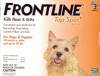 Merial Frontline Top Spot Flea and Tick Control for 0-to-22-Pound Dogs and Puppies - 3 Doses