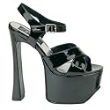 6 1/2 Inch Hot Black Shoe Chunky Heel Platform Sandal Black Patent Size: 10