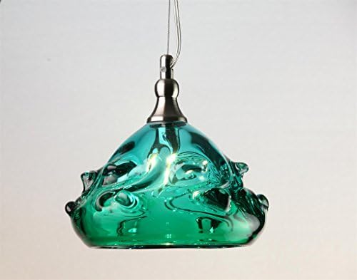 Free Formed Art Glass Pendant w/ Green Ripple Texture-brushed Nickel- 20w G9 Bulb. Dimensions: 5x6"