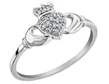 Diamond Claddagh Ring Carat (ctw) in 10K White Gold