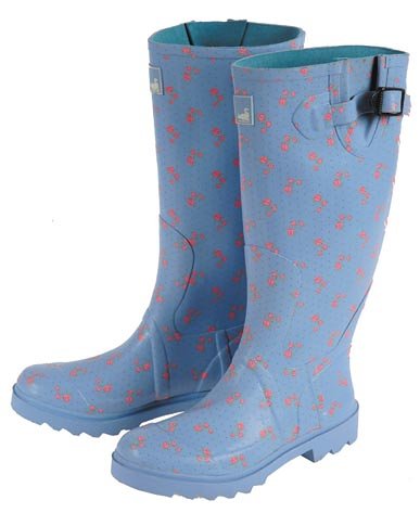 Country Living Wellingtons Blue Floral - Size 6