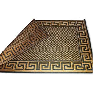 Greek Key Border Outdoor Area Rug in Blue - 7'9" x 11'2" - Grandin Road