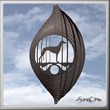 GREY HOUND Circle Swirly Metal Wind Spinner