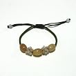Hand-knotted Three Yellow Jade Rondel Bracelet - Green Adjustable Cord