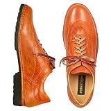 Pakerson Men's Orange Italian Hand Made Leather Lace-up Shoes