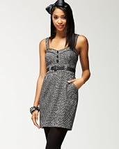Herringbone Belted Pencil Dress