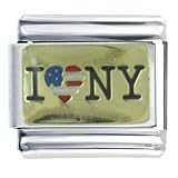 I Patriotic Heart Ny New York Italian Charm Bracelet
