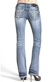 Miss Me Boot Cut Jeans JP5341B New Tribal Pocket White Stitch Diamond Studs Flat Pocket