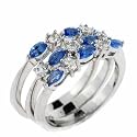 Silver simulated TANZANITE MARQUISE STACKABLE Ring S6