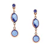 Jewel Tone Channels Sapphire Color Drop Earrings