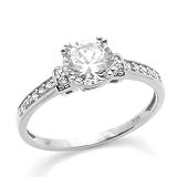 14K Engagement Ring 1ctw CZ Cubic Zirconia Round Solitair White Gold Ring