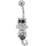 Pugster Belly Button Rings Smiling Red Crystal Lemur Belly Navel Ring Body Jewelry