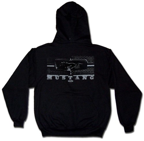 Ford Mustang Grill Sweatshirt, Men's Ford Mustang Legend Honeycomb Grill and Emblem, Cobra, Boss, Hot Rod Hoodie, X-Large, Black