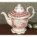 Elegant Red Toile Teapot For Teas, Dining and Kitchen Decor