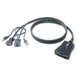 ラトックシステム パソコン自動切替器USB接続ケーブル一体型2台用 120cm REX-210CU