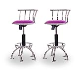 2 Purple Glitter Vinyl Chrome Adjustable Barstools