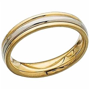 18K Yellow Gold and Platinum Comfort Fit Men's Wedding Band