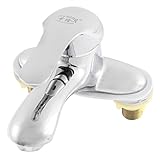 uxcell 　洗面台の蛇口　水タップ　熱い冷たい　ミキサー　キッチン　バスルーム　シルバートーン