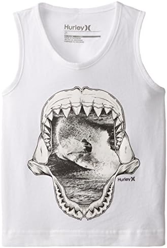 Hurley Little Boys' Shark Jaw Tank, White, 7