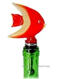 Blown Art Glass Silver Fish Wine Bottle Stopper