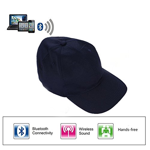Fashion Wireless Bluetooth 3.0 + EDR Headset Headphone Sport Sun Hat Music Baseball Cap Hands-free Phone Call Answer for iPhone / Android Smart Phones (Deep Blue)