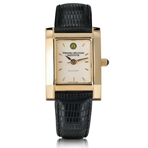 Virginia Military Institute Women's Swiss Watch - Gold Quad with Leather Strap by M.LaHart