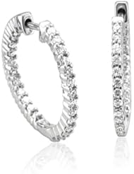 14k White Gold Inside-Out Hoop Diamond Earrings (GH, I1-I2, 0.52 carat)