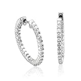 14k White Gold Inside-Out Hoop 14k White Gold Inside-Out Hoop Diamond Earrings (GH, I1-I2, 0.52 carat)