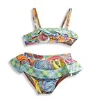 Bathing Babes by Rubbies - Girls Bikini Bathing Suit, Fuschia, Orange, Multi