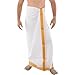 Gugaliya Mens White Color 3.8 Meters Cotton OPEN Dhoti with Golden Zari Patti ( L Premier 3.8 Mts) RS.399.00