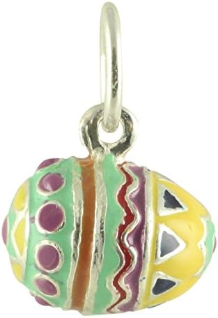Painted Easter Egg Vintage Style 925 Sterling Silver and Enamel Traditional Charm