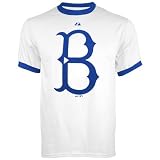 Majestic L.A. Dodgers White Brooklyn Logo Throwback Ringer T-shirt