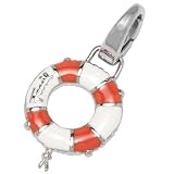 Fossil Damen-Charm Anhänger Rettungsring rot weiss Edelstahl JF86004040
