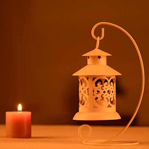 Castlestone Moroccan Candle Holder Lantern (4.1 X 8.7 Inches) (White)