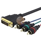 Premium DVI-I to 3 RCA Component RGB Cable M/M - 6 FT / 1.8m for Xbox 360 Ultra Series, Black