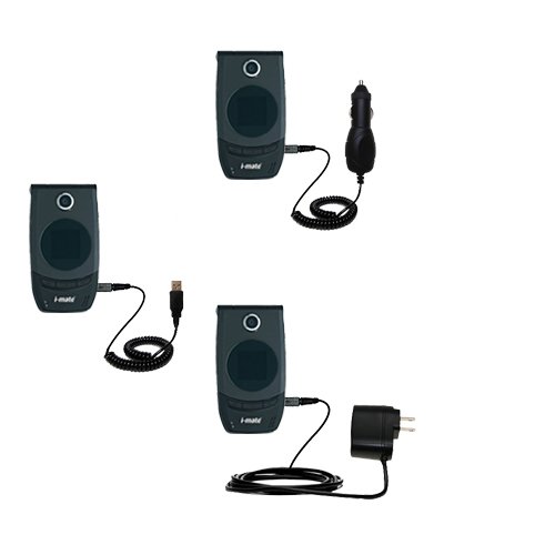 Deluxe Kit for the i-Mate SmartFlip includes a USB cable with Car and Wall Charger - Gomadic Brand w/ TipExchange Technology