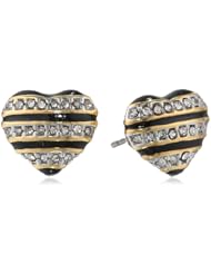 Juicy Couture Pave Striped Heart Stud Earrings