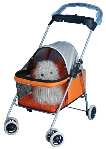 Pet Puppies Dog Cat Bed Stroller *Orange*