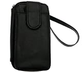 Genuine Soft Black Leather Mobile Phone Holder Wallet