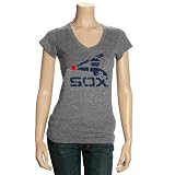 Chicago White Sox Ladies Ash Triblend V-neck Vintage T-shirt