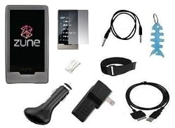 9 Items Accessory Combo Kit for Microsoft Zune HD 16GB / 32GB Series: Includes Smoke Silicone Skin Case Cover, Armband, Belt Clip, USB Home / Travel Charger, USB Car Charger, USB 2in1 Data Sync Cable, 3.5mm Auxillary Cable, LCD Screen Protector and Light Blue Fishbone Style Keychain