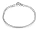 Cutesmile Fashion Jewelry 925 Sterling Silver 3mm Snake Cable Bracelet with Lobster Clasp