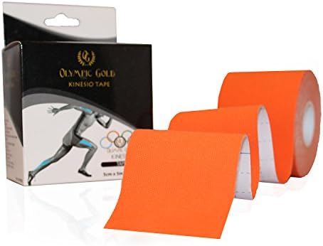 Kinesiology Tape By Olympic Gold Premium Therapeutic Athletic Kinesio Taping Sports Application Videos (Orange)