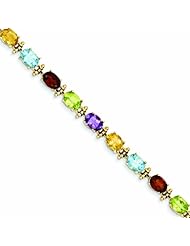 14k White Gold Completed Open Link Sapphire Bracelet : Length 7 in