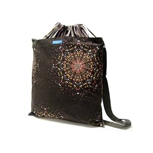 Yukiko Sato V3SL HANABI Tree of Vela Oversized TESAGE purse, Style 3S, Matching Light Brown Shoulder Strap, Cotton Canvas, Sling Shoulder bags with Japanese Drawstring Closure Top,