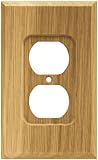 Brainerd 64665 Wood Square Single Duplex Outlet Wall Plate / Switch Plate / Cover, Medium Oak