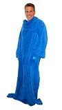 Grand Imagination Snug-Mee Mens Coral Fleece Blanket with Sleeves and Embroidery, Navy