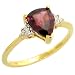 10k Gold Ladies' Diamond Ring, w/ Brilliant Cut Diamonds & 8x6mm Fancy Cut Garnet Stone, 5/16" (8mm) wide, size 12