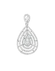 Ladies 18K White Gold 0.86Ct Round Cut Diamond Designer Charm Drop Pendant 3.4Gr